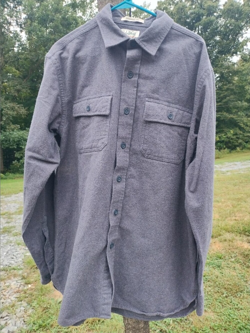 LLBean 100% Cotton Long Sleeve Button Down Collared Shirt Heavy Flannel